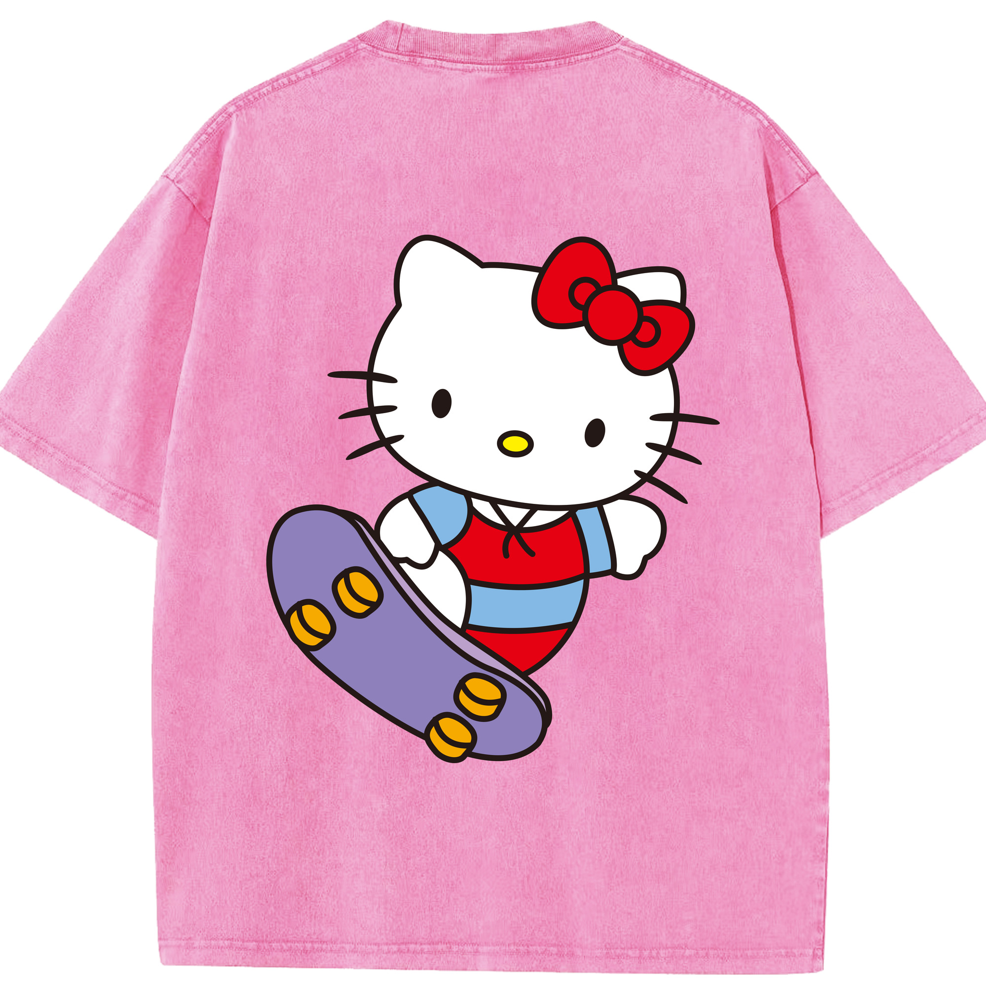 （画像用） Hello Kitty ハローキティ 綿100% ヴィンテージ風 半袖Tシャツ（背面プリント）